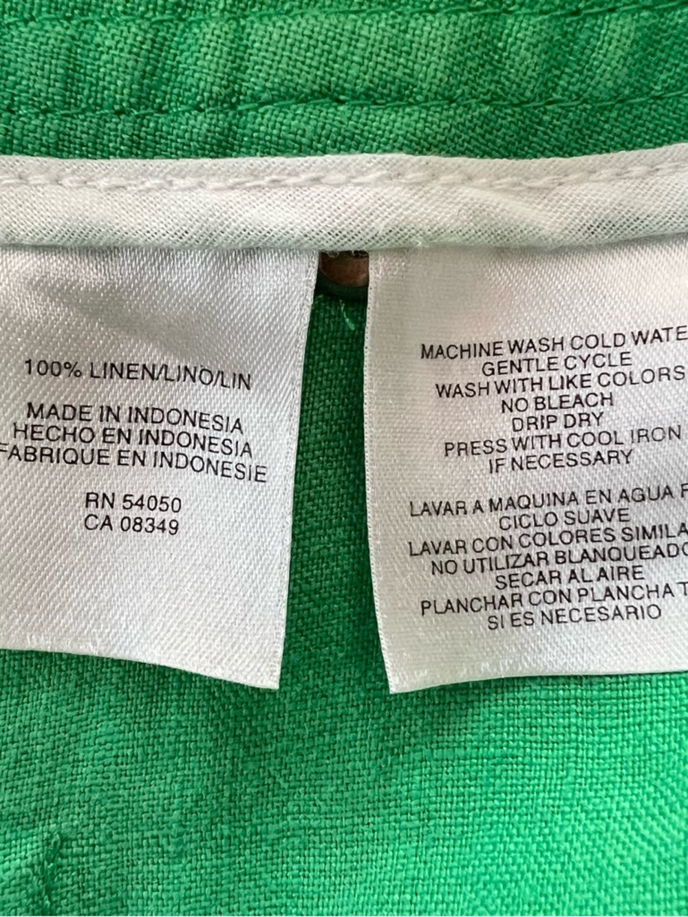 Jones New York 100% Linen Kelly Green Cropped Cuffed Pants Soft Cabincore Preppy - Picture 3 of 9